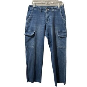 True Religion Women's Cargo Jeans 28 Blue Straight Fit Stretch